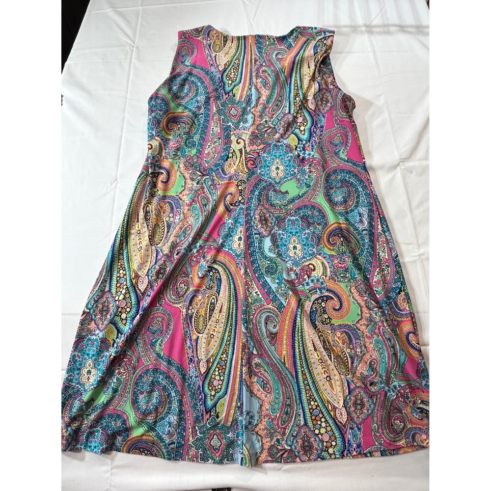 Tommy Hilfiger Womens Pink Blue Paisley Sleeveless Shift Dress Size 16